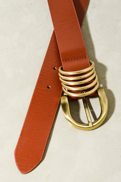Rounded Buckle Belts-Brown