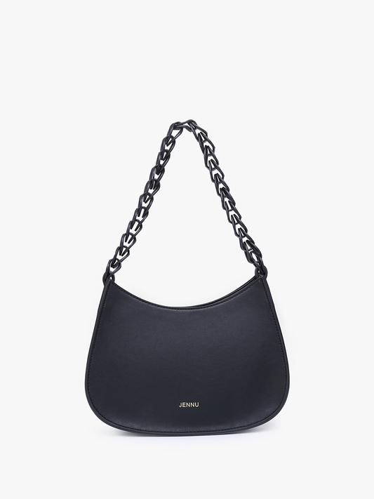 Petra Curved Chain Shoulder Bag-Black
