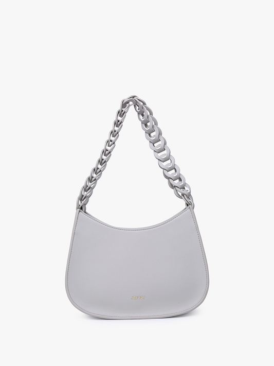Petra Curved Chain Shoulder Bag-Grey