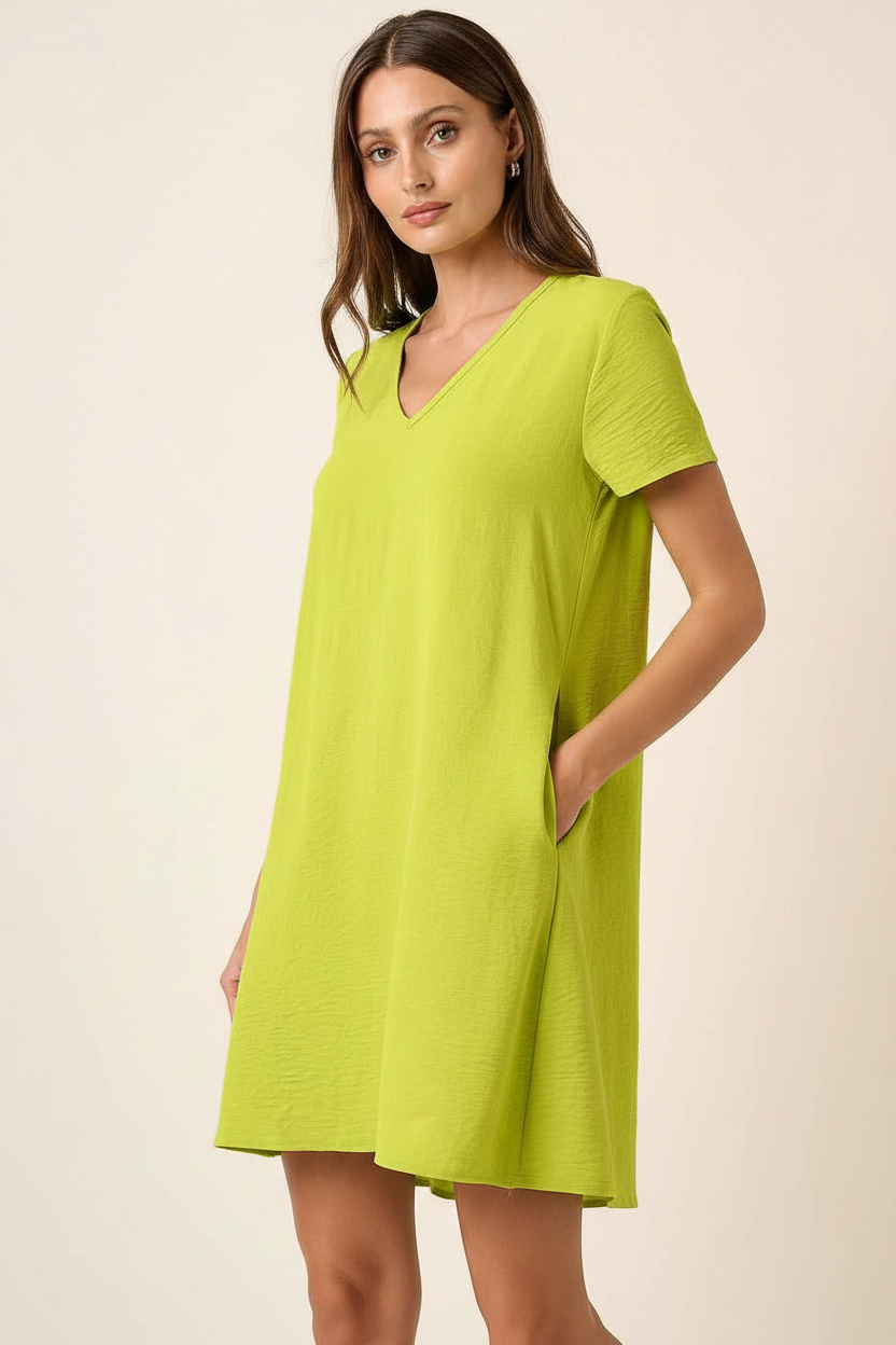 women's shift dresses Short Sleeve Shift Dress-Lime Airflow | Women's Dresses