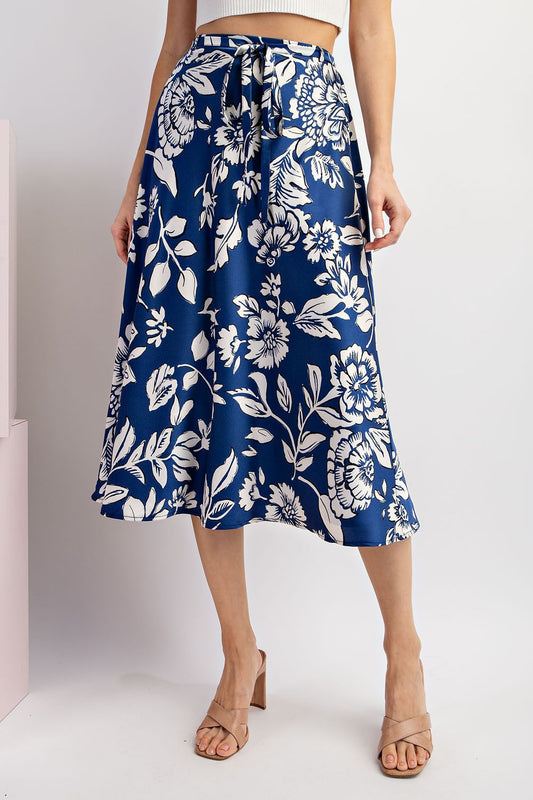 Floral Printed A-Line Midi Skirt