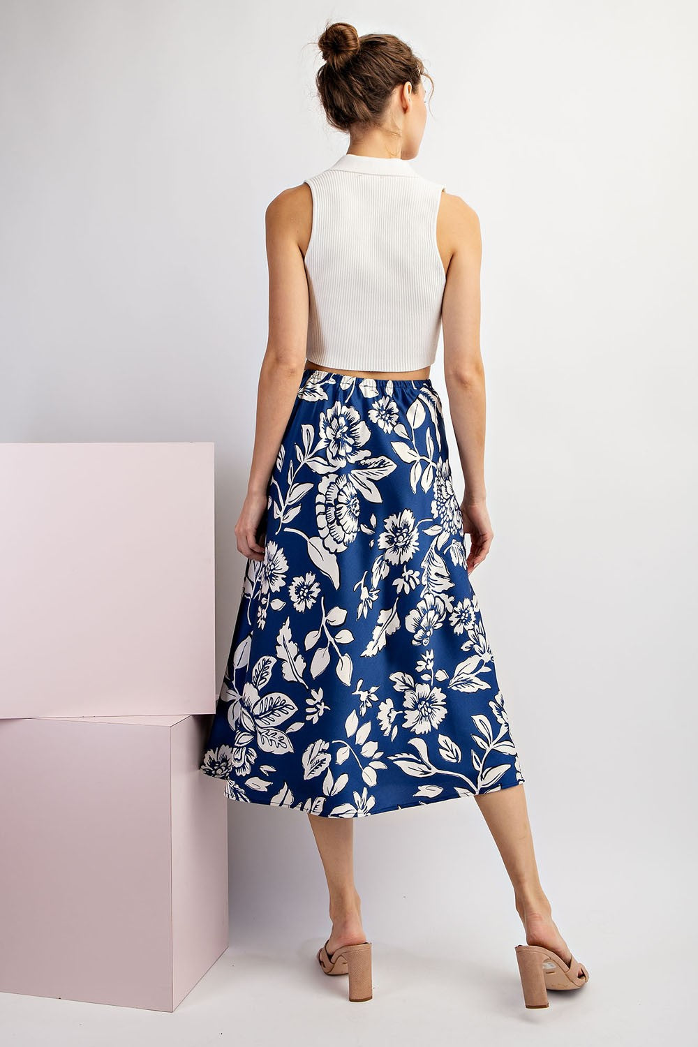 Floral Printed A-Line Midi Skirt