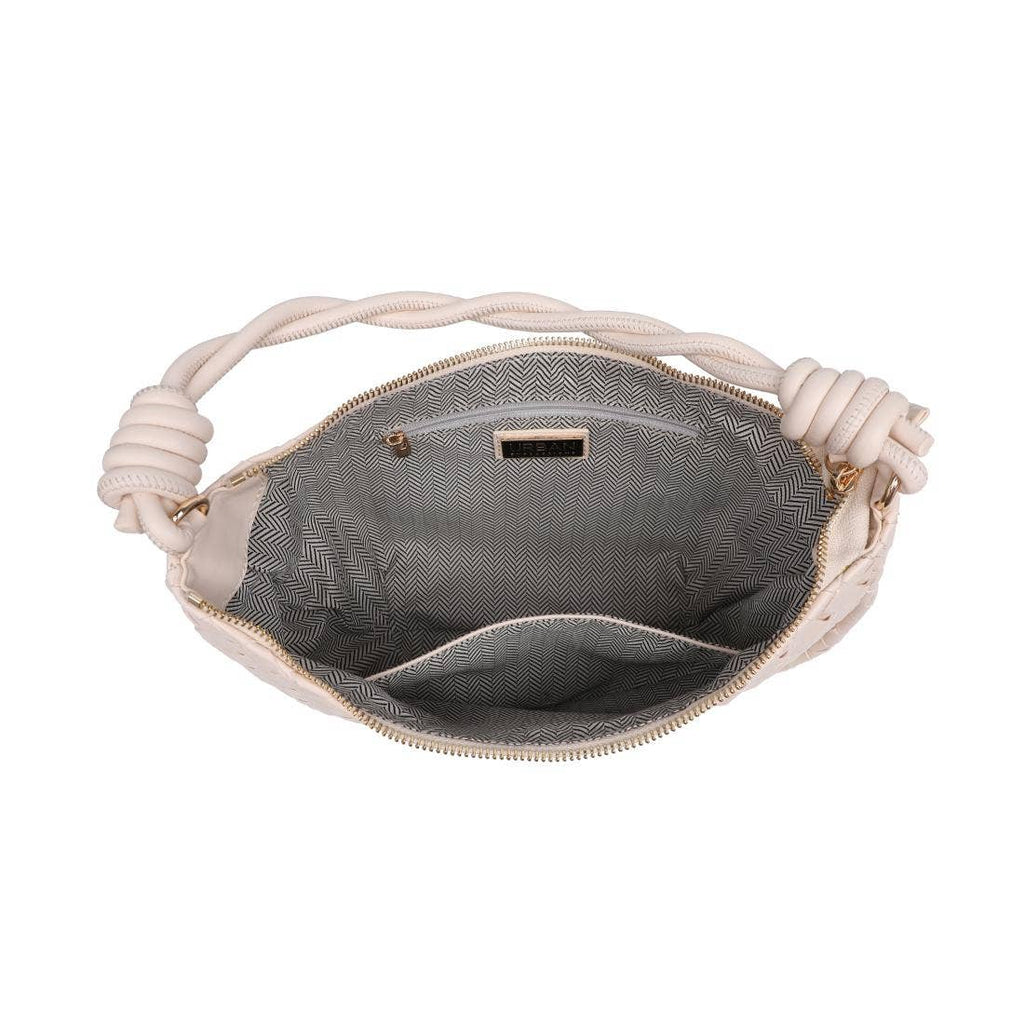 Violet Woven Crescent Handbang-Tan Vegan Leather