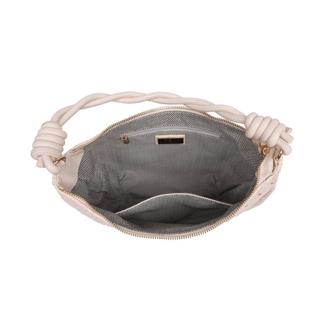 Violet Woven Crescent Handbang-Tan Vegan Leather