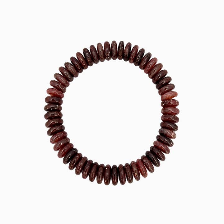 Autumn Marble Beaded Stretch Bracelet-Burgundy