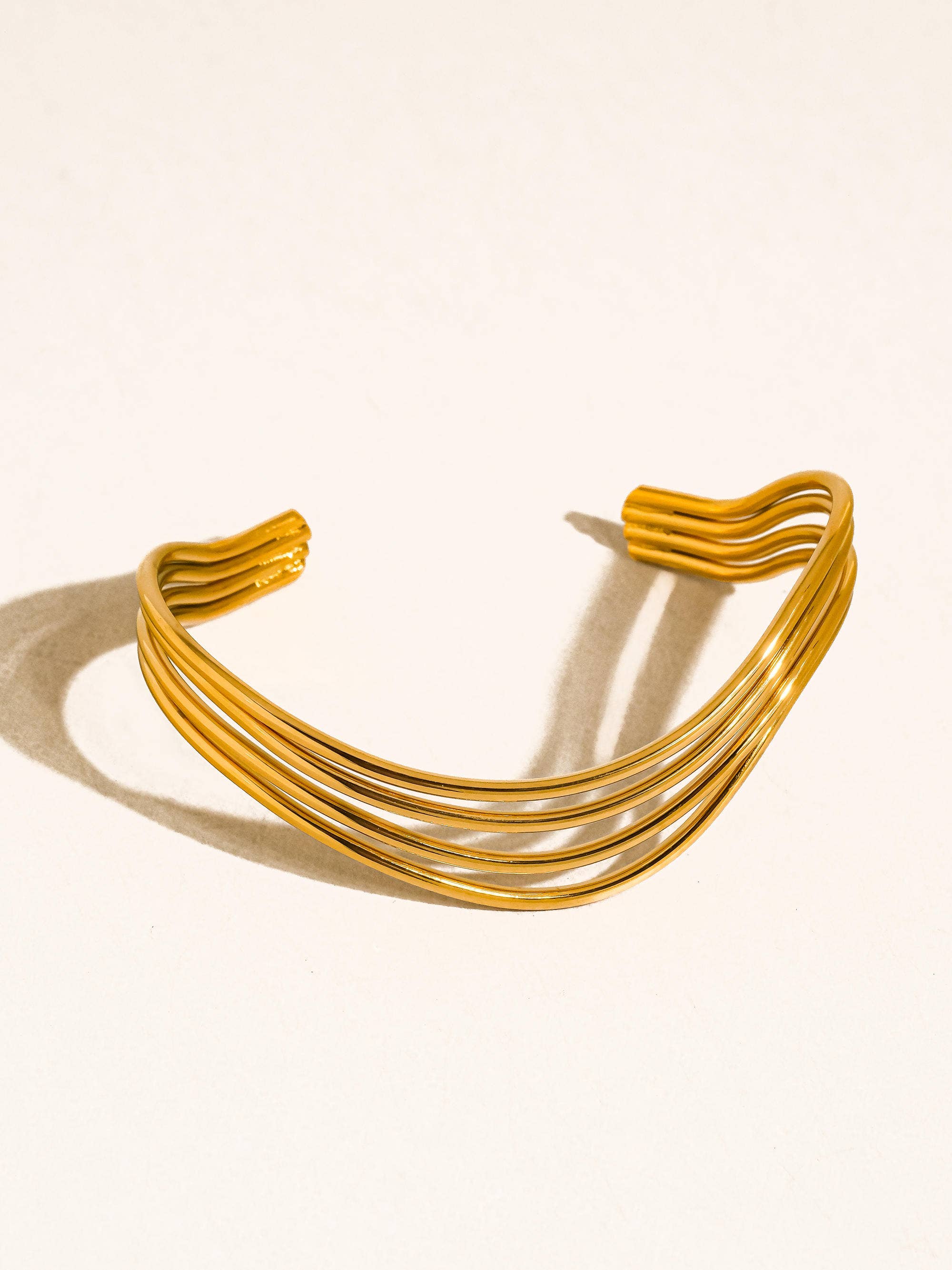 Eirlys Non-Tarnish Multi-Layer Open Cuff Bracelet-18K Gold Plated