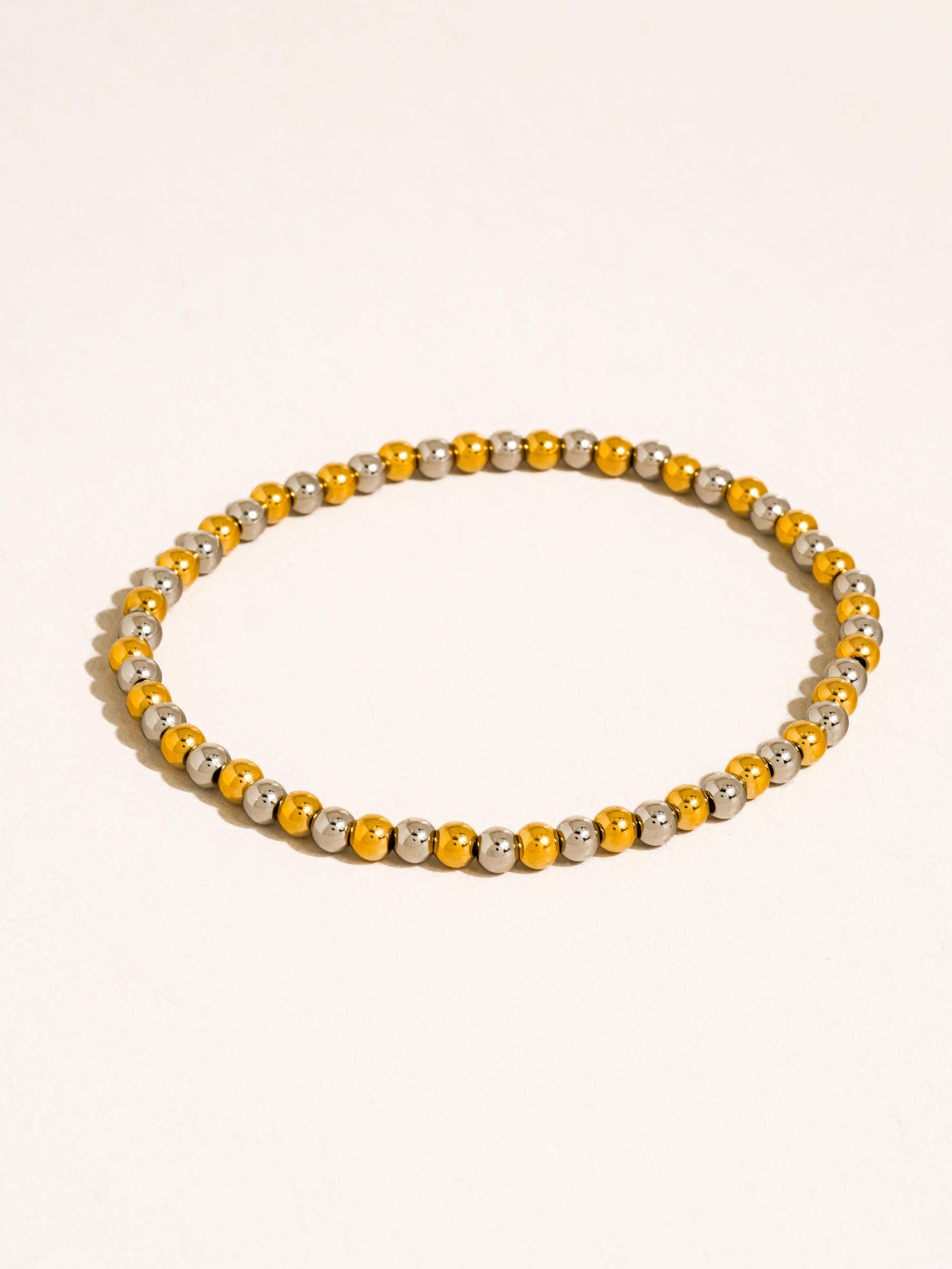 Perlisse Non-Tarnish Two Tone Beaded Bracelet-18K Gold Plated