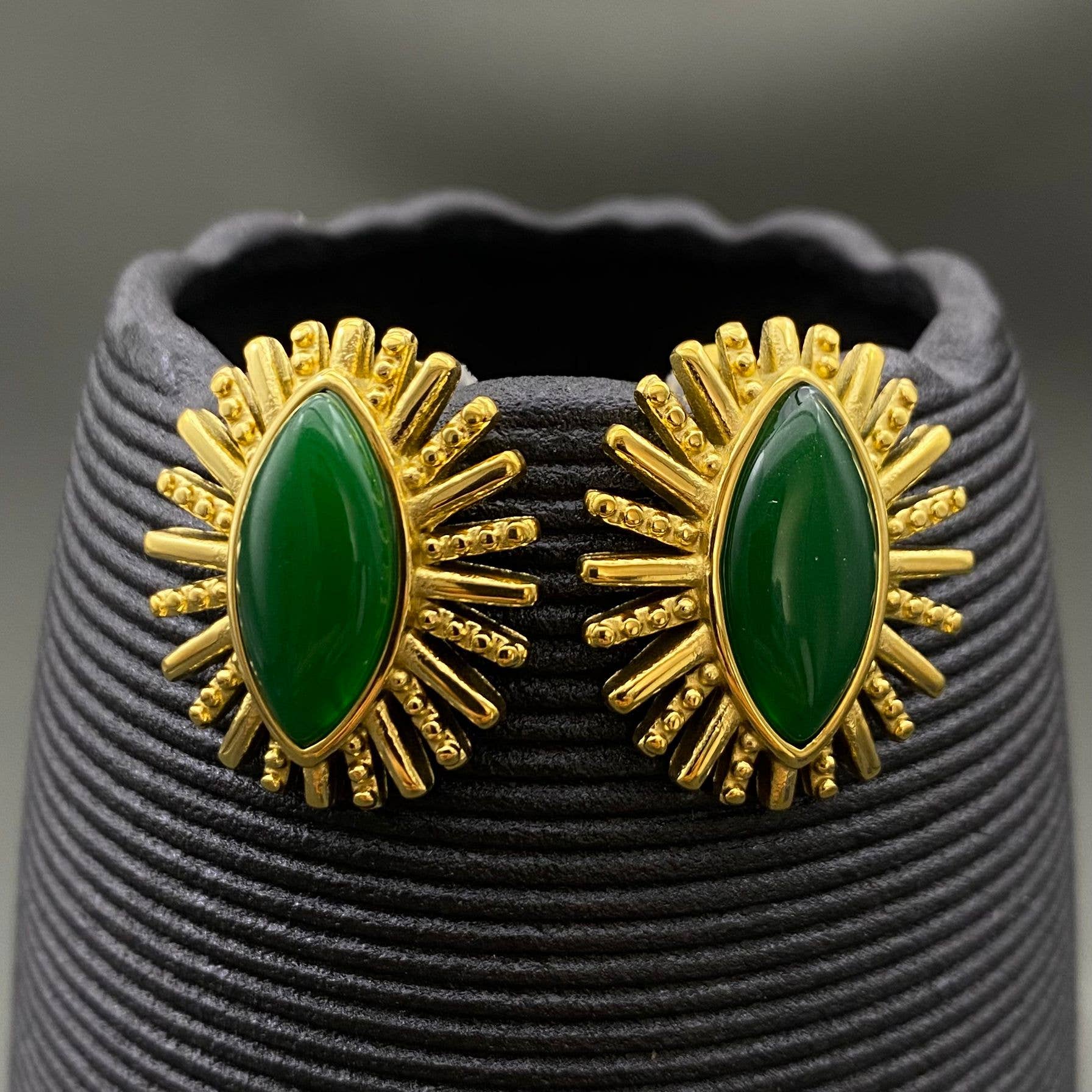 Lacey Non-Tarnish Agate Inlaid Earrings-