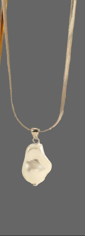 Ila Non-Tarnish Pearl Drop Charm Necklace-Stainless Steel