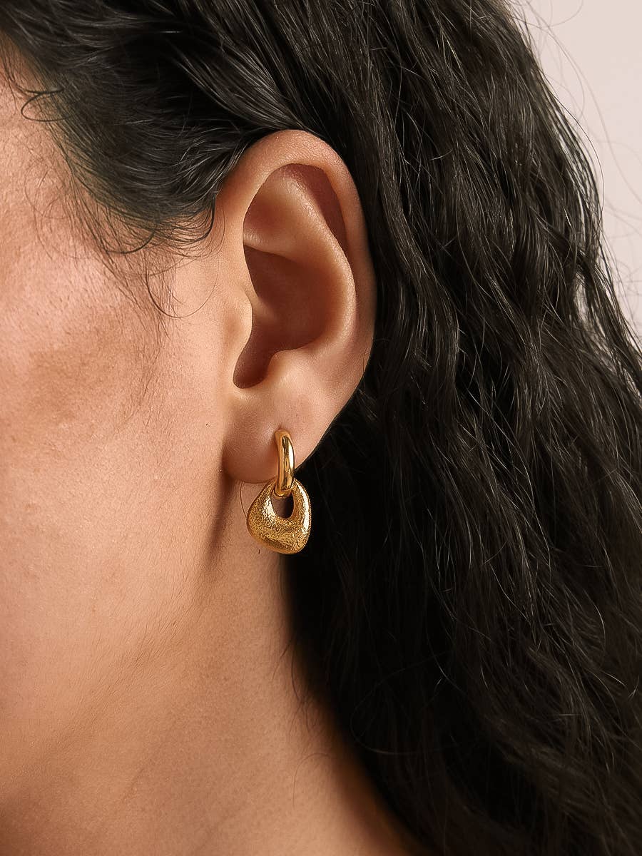 Amoret Non-Tarnish Modern Textured Earrings-18K Gold Plated