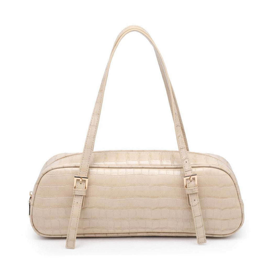 Athena Slim Baguette Shoulder Bag-Nude Vegan Leather