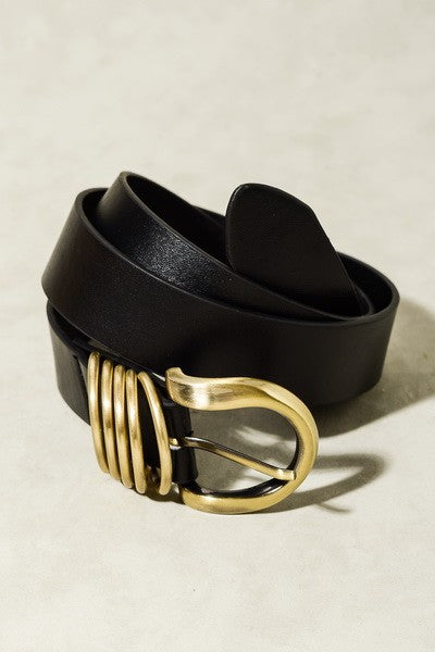 Rounded Buckle Belts-Black