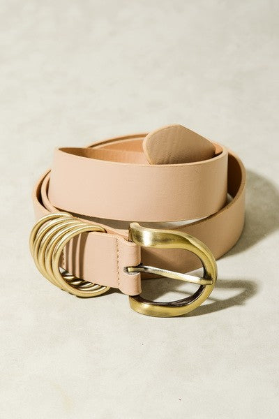 Rounded Buckle Belts-Beige