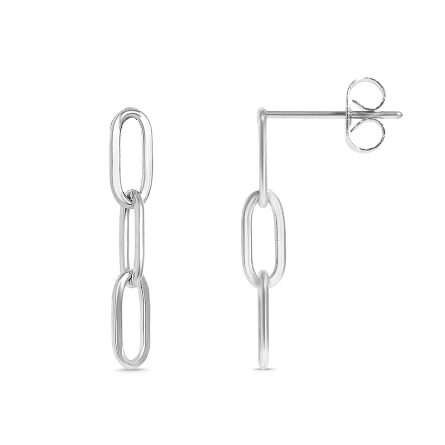 Kari Non-Tarnish Paperclip Earrings-18k Silver-Plated