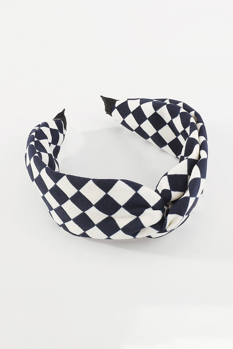 Checkered Headband-Blue