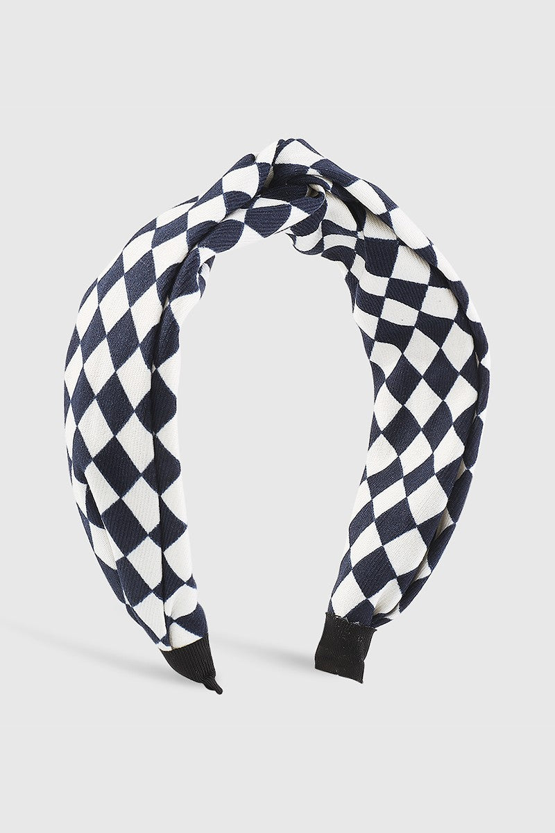 Checkered Headband-Blue
