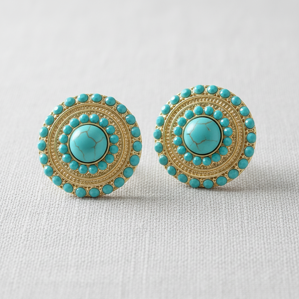 Retro Drop Earrings-Turquoise