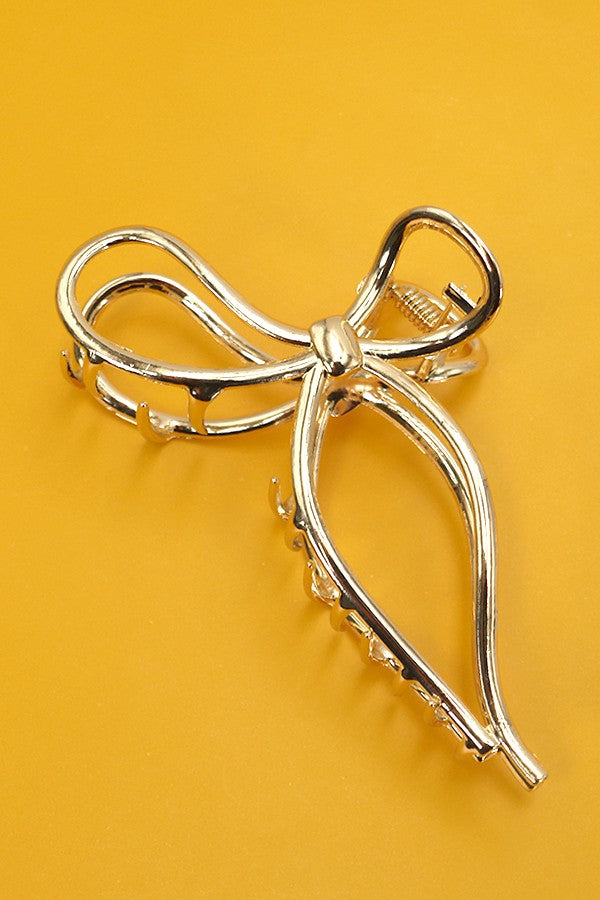 Metal Bow Hair Claw-Gold - Erma Jean