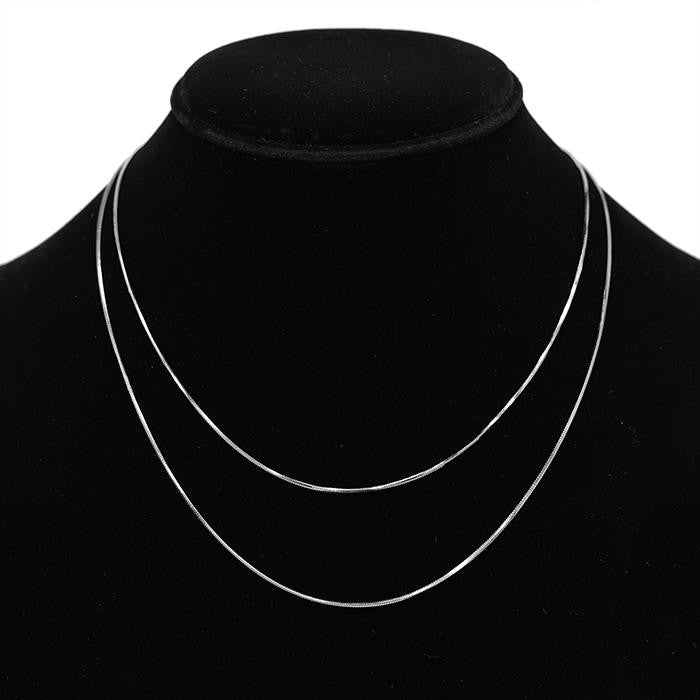Non-Tarnish Double Layer Necklace - Rhodium