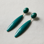 Teardrop Long Earrings-Emerald