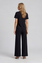 Jasmine Pleated Pants-Black Knit
