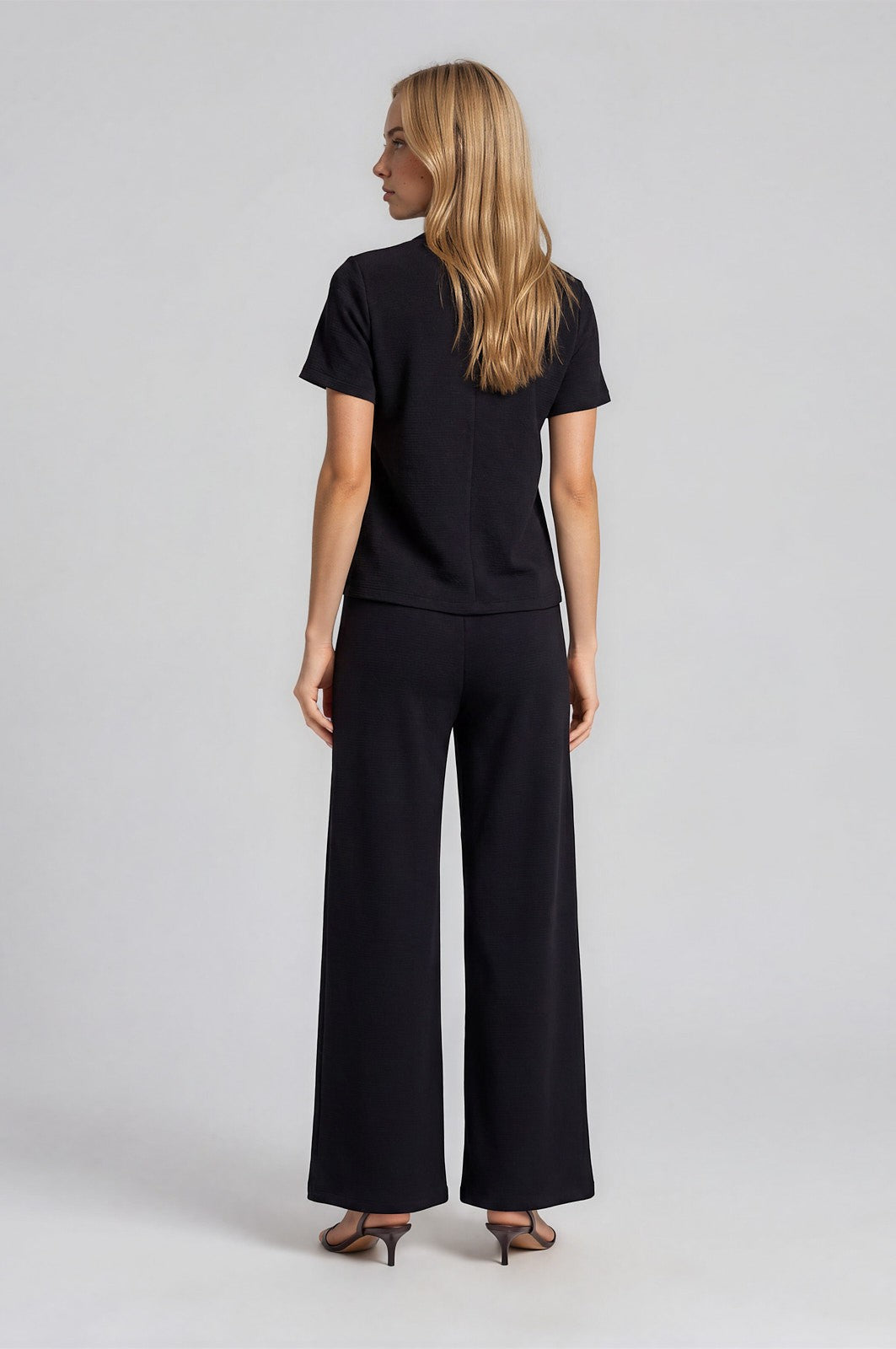 Jasmine Pleated Pants-Black Knit