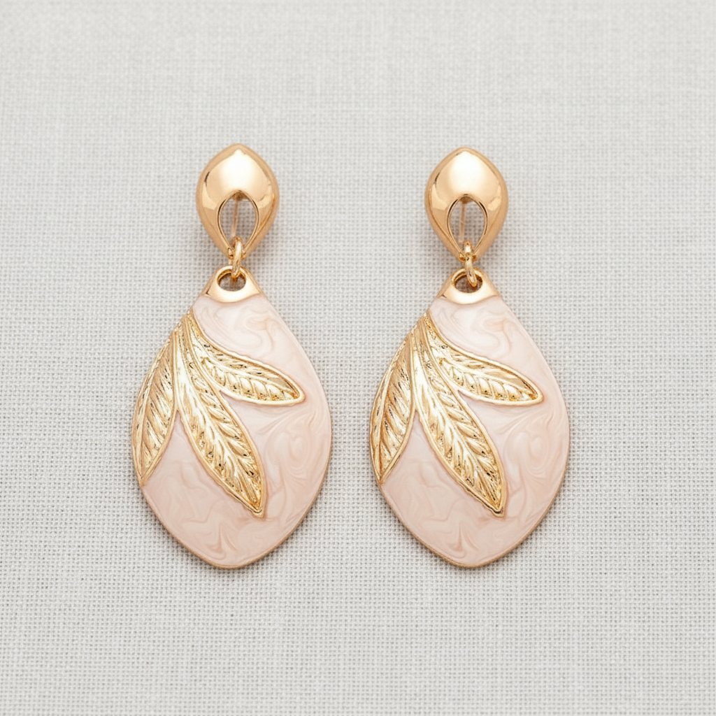 Leaf Teardrop Geometric Earrings-Silver