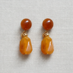 Geometric Drop Earrings-Red
