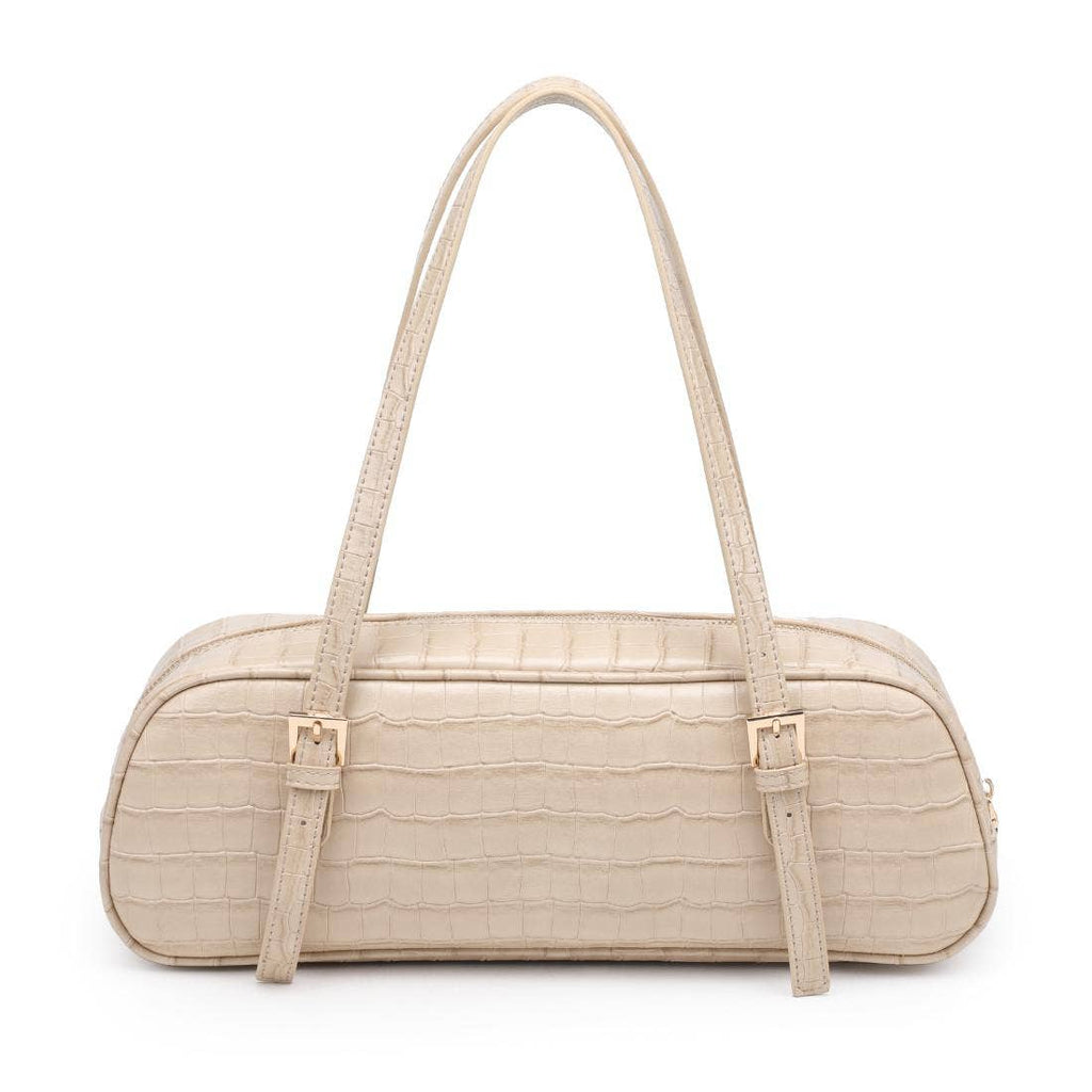 Athena Slim Baguette Shoulder Bag-Nude Vegan Leather