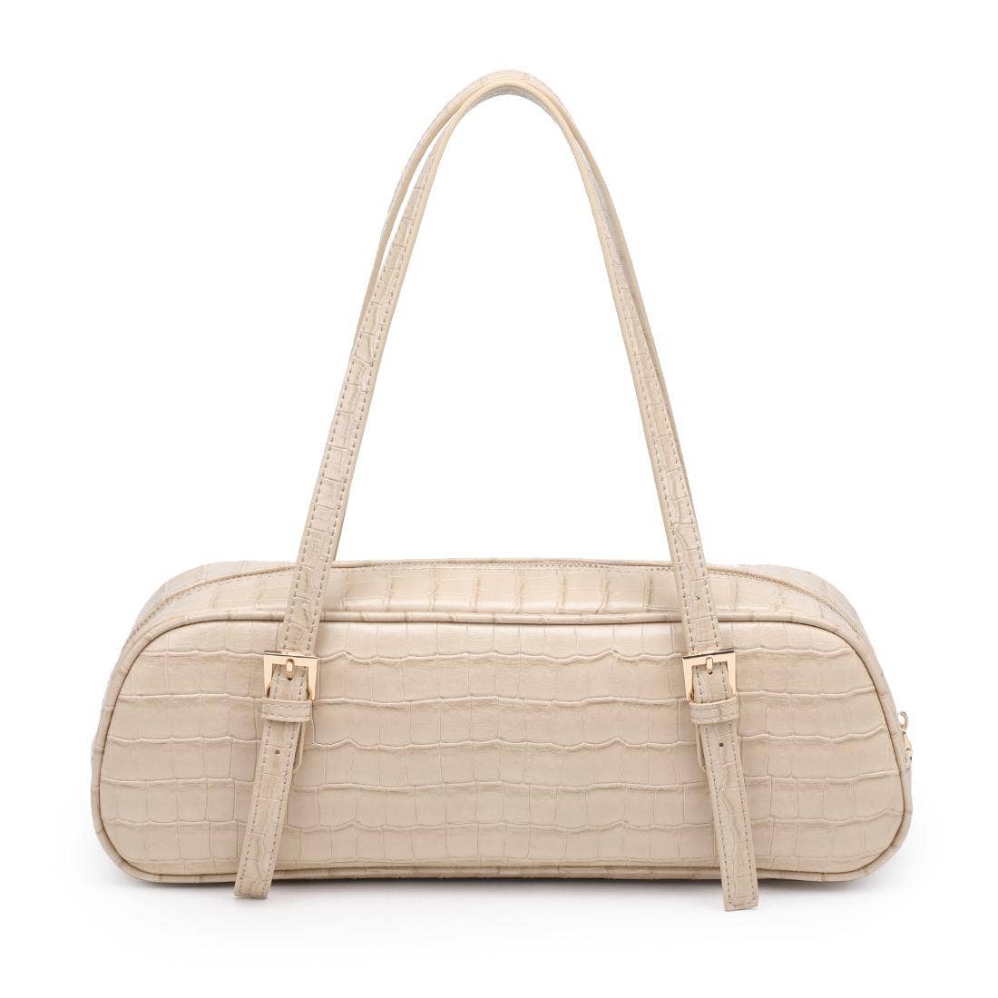 Athena Slim Baguette Shoulder Bag-Nude Vegan Leather