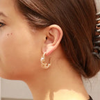 Non-Tarnish Wavy Hoop Earrings - 18k Gold-Plated