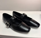 Maggie Buckle Strap Mary Jane Flats-Black