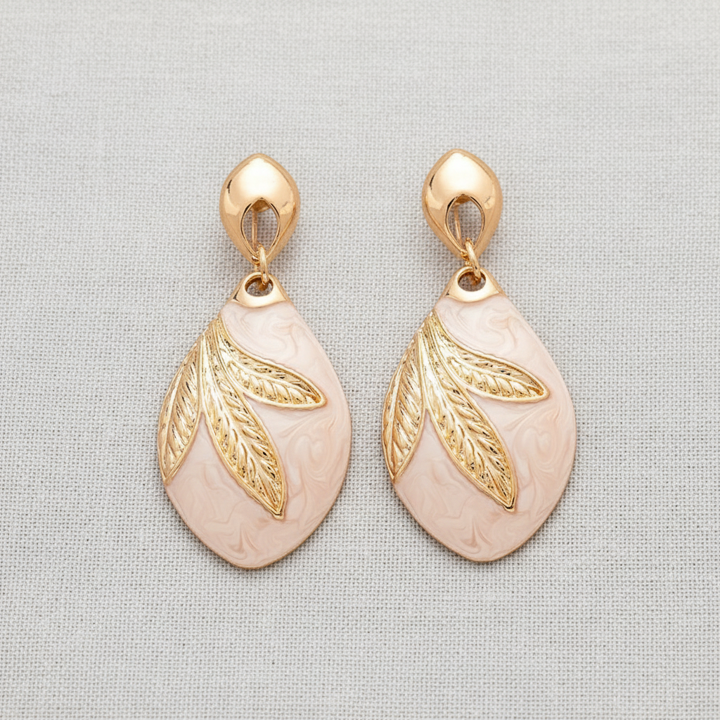 Leaf Teardrop Geometric Earrings-Silver