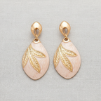Leaf Teardrop Geometric Earrings-Silver