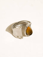 Jaspe Non-Tarnish Tiger Eye Statement Ring-18K Silver Plated