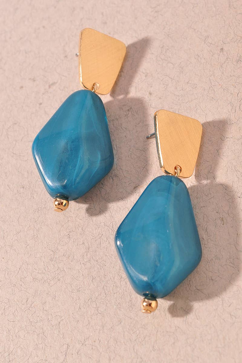 Gwen Marble Dangle Earrings-Blue