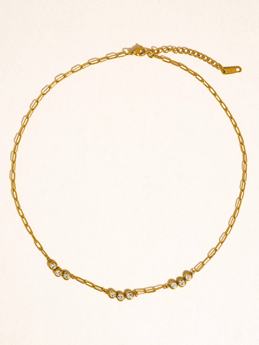 Éclaire Non-Tarnish CZ Station Chain Necklace-18K Gold Plated
