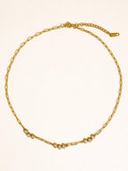 Éclaire Non-Tarnish CZ Station Chain Necklace-18K Gold Plated
