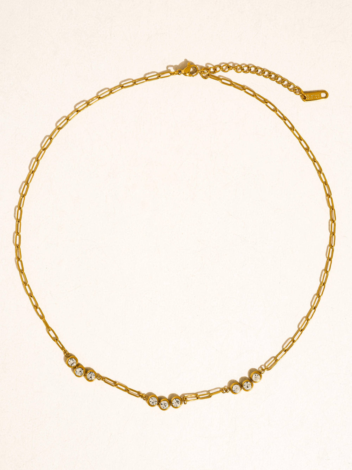 Éclaire Non-Tarnish CZ Station Chain Necklace-18K Gold Plated