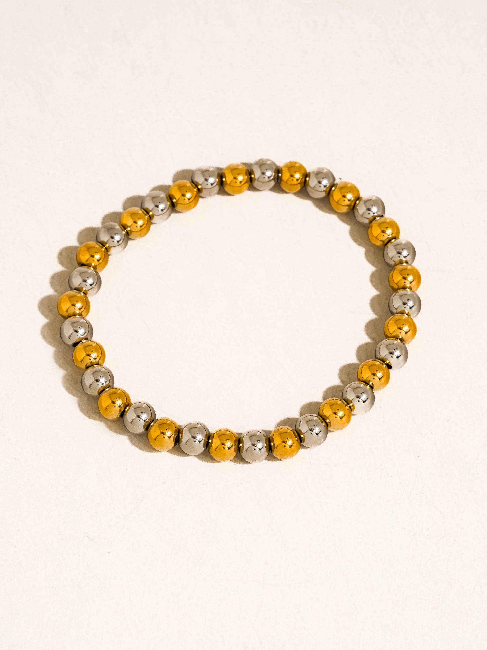 Perlisse Non-Tarnish Two Tone Beaded Bracelet-18K Gold Plated