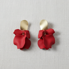 Rose Blossom Stud Earrings-Red