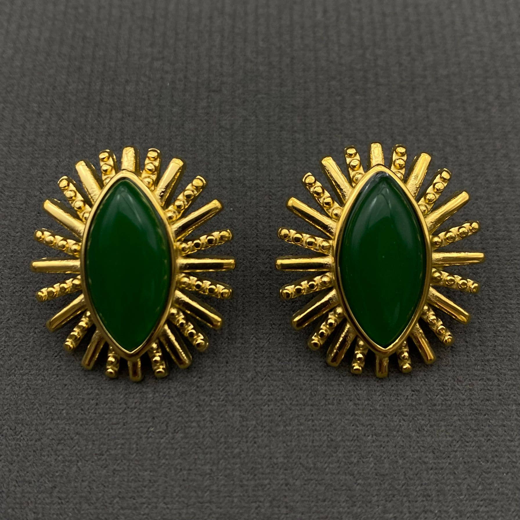 Lacey Non-Tarnish Agate Inlaid Earrings-