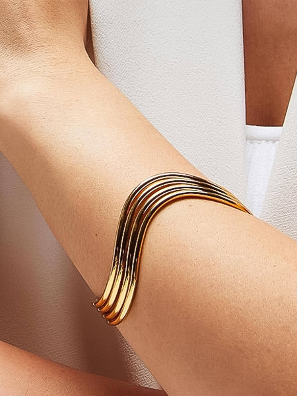 Eirlys Non-Tarnish Multi-Layer Open Cuff Bracelet-18K Gold Plated