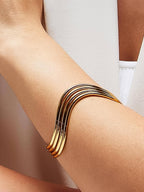 Eirlys Non-Tarnish Multi-Layer Open Cuff Bracelet-18K Gold Plated