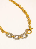 Lurette Non-Tarnish Two Tone Chain Necklace-18K Gold Silver Plated