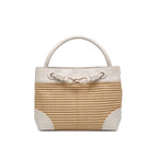 Blake Top Handle Woven Crossbody-Natural Vegan Leather