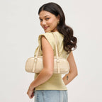 Athena Slim Baguette Shoulder Bag-Nude Vegan Leather