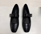 Maggie Buckle Strap Mary Jane Flats-Black
