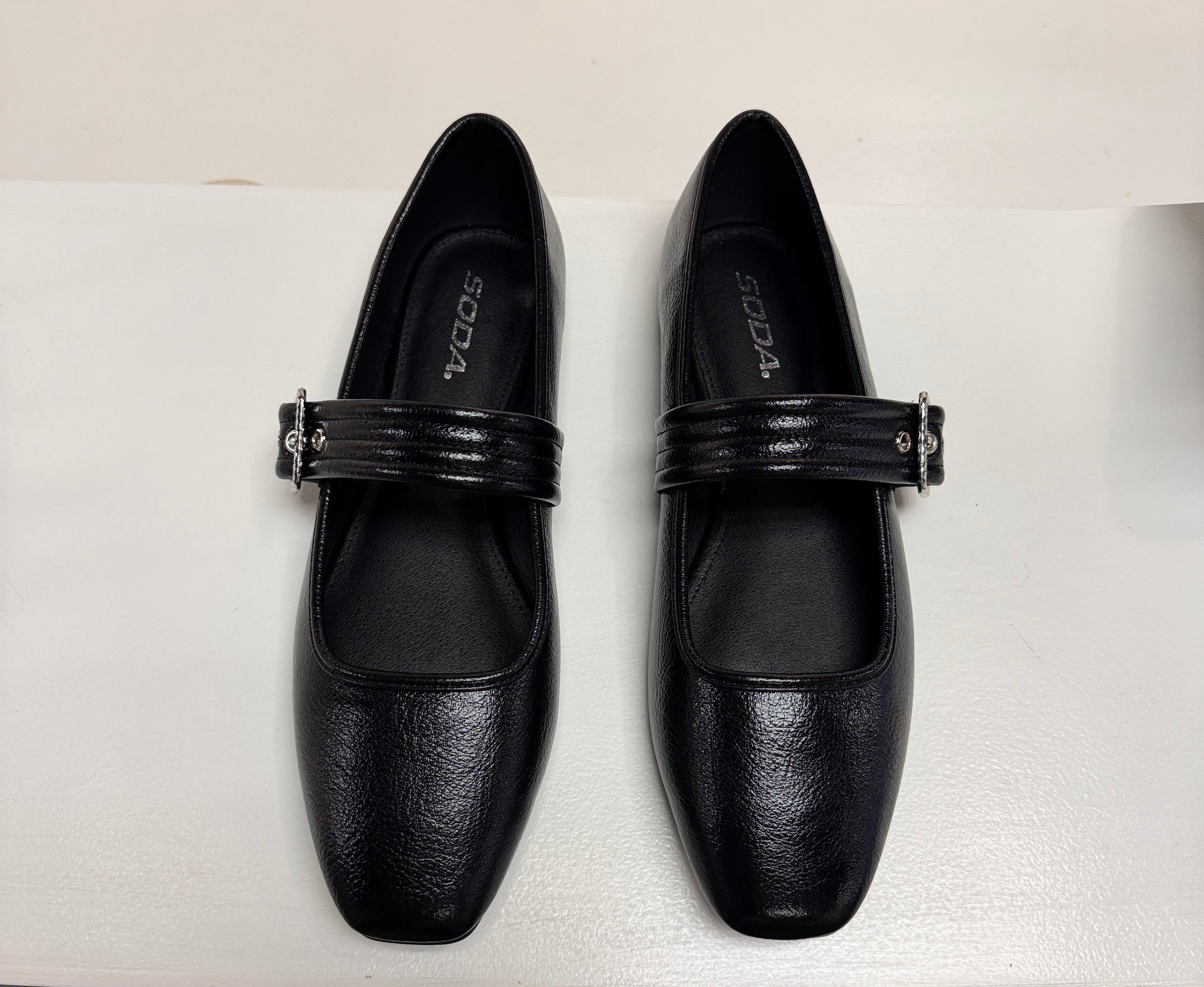 Maggie Buckle Strap Mary Jane Flats-Black