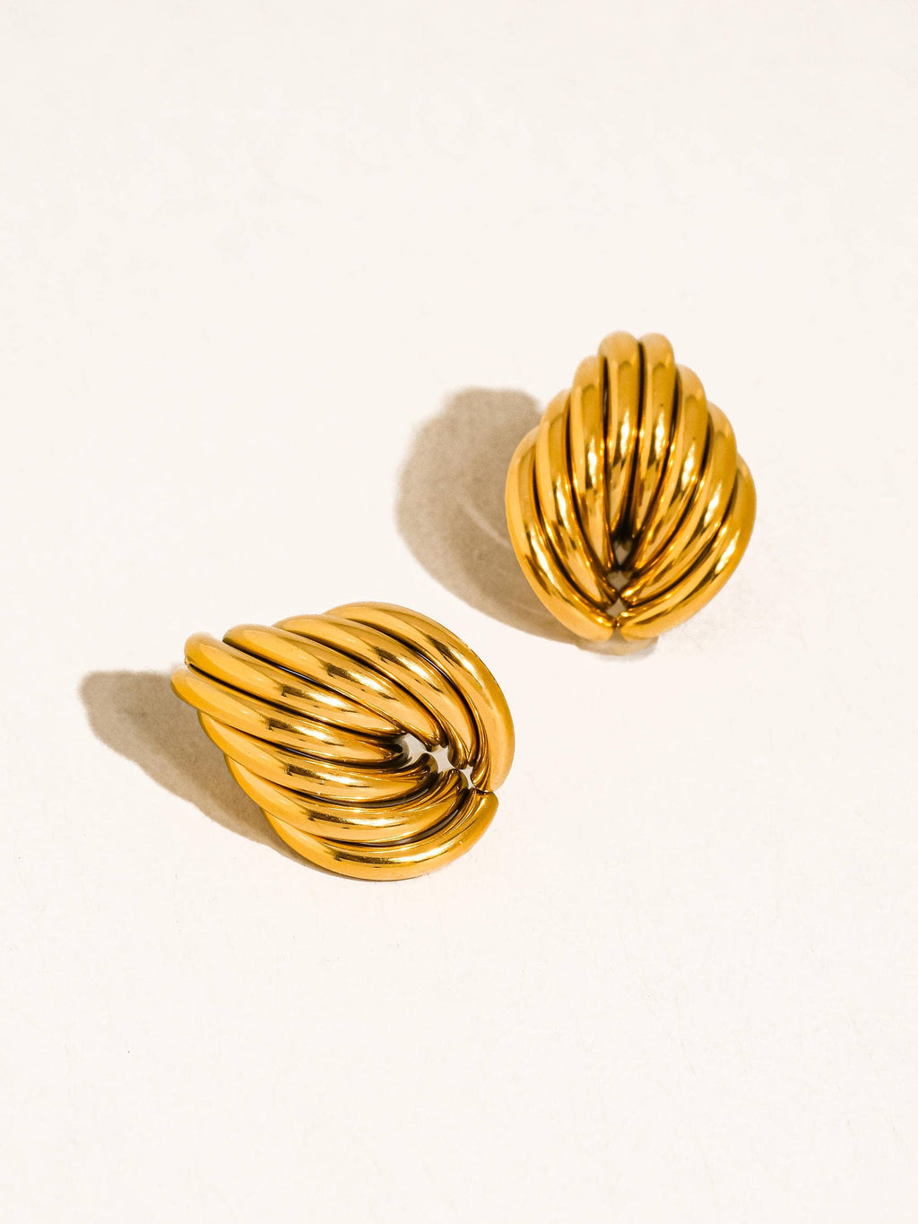 Lysandra Non-Tarnish Layered Teardrop Earrings-18K Gold Plated